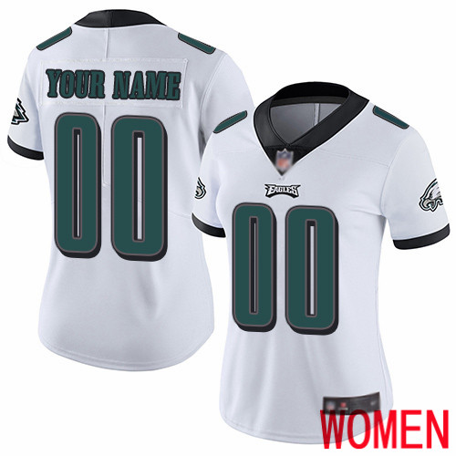 Women Philadelphia Eagles Customized White Vapor Untouchable Custom Limited Football Jersey